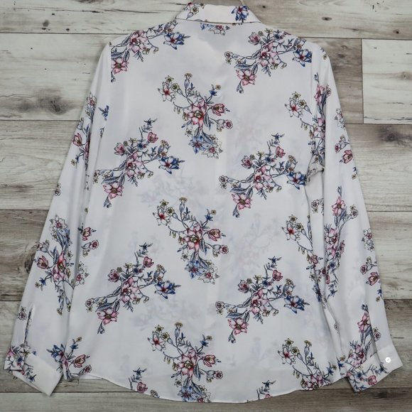 Primark* Women's Long Sleeve Button Down Curved Hem Floral Blouse~ Size 8 - Picture 2 of 8